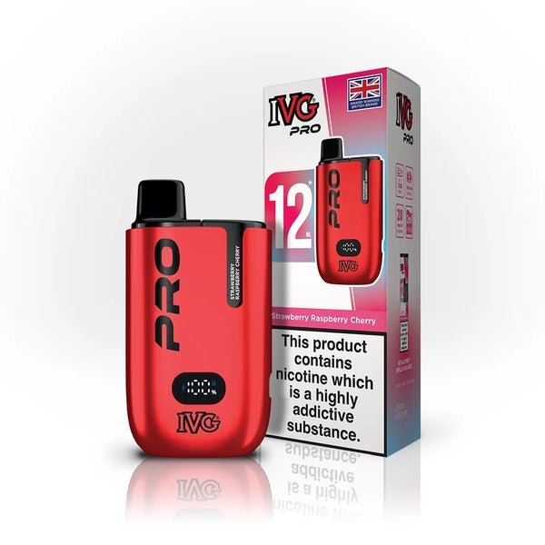 IVG Pro 12K Puff Starter Vape Kit Device Free Delivery, Strawberry Raspberry Cherry Flavor