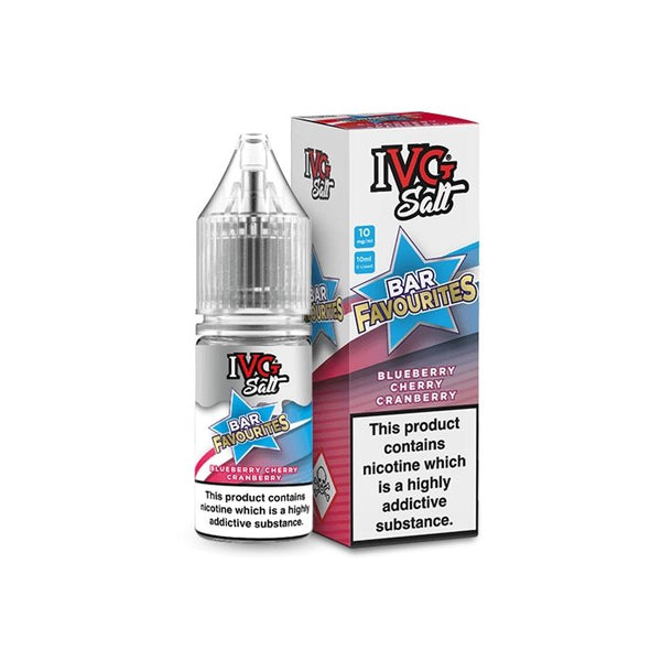 IVG Salts 10ml IVG Bar Favourites Pack of 10, Blueberry Cherry Cranberry Flavor
