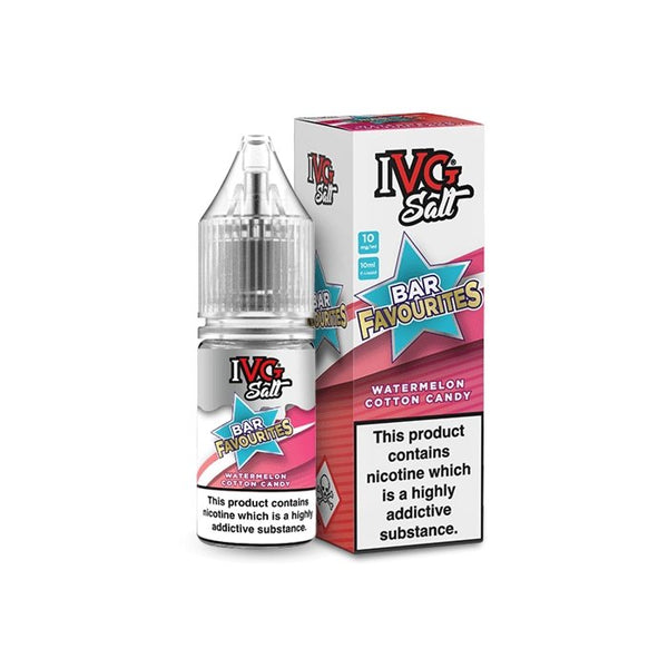 IVG Salts 10ml IVG Bar Favourites Pack of 10, Watermelon Cotton Candy Flavor