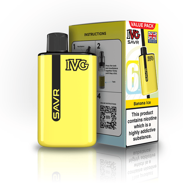 IVG SAVR 3000 Puff Prefilled Vape Kit Box of 5, Banana Ice Flavor