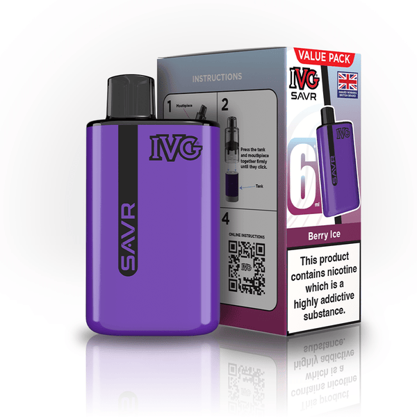 IVG SAVR 3000 Puff Prefilled Vape Kit Box of 5, Berry Ice Flavor