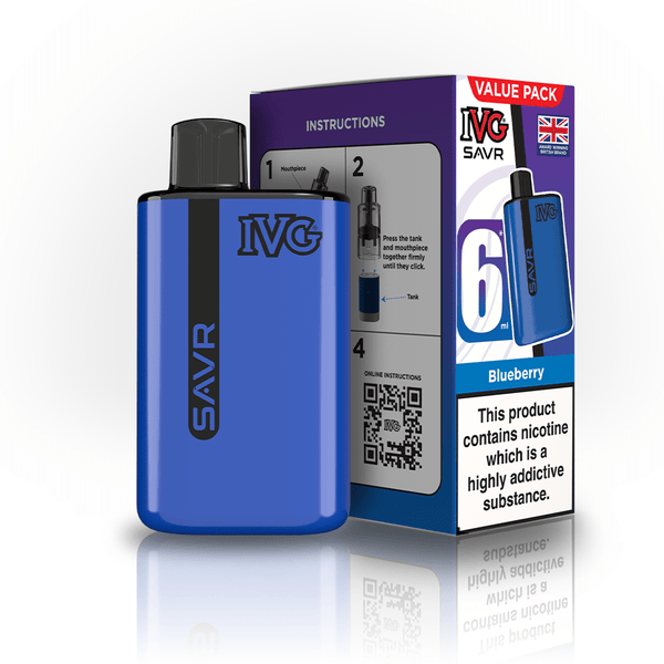 IVG SAVR 3000 Puff Prefilled Vape Kit Box of 5, Blueberry Flavor