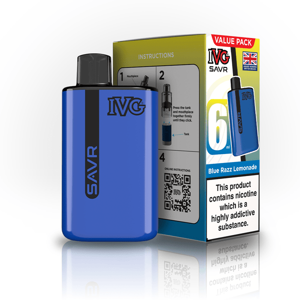 IVG SAVR 3000 Puff Prefilled Vape Kit Box of 5, Blue Razz Lemonade Flavor