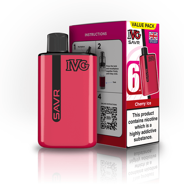 IVG SAVR 3000 Puff Prefilled Vape Kit Box of 5, Cherry Ice Flavor