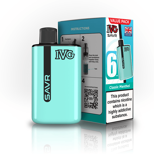 IVG SAVR 3000 Puff Prefilled Vape Kit Box of 5, Classic Menthol Flavor