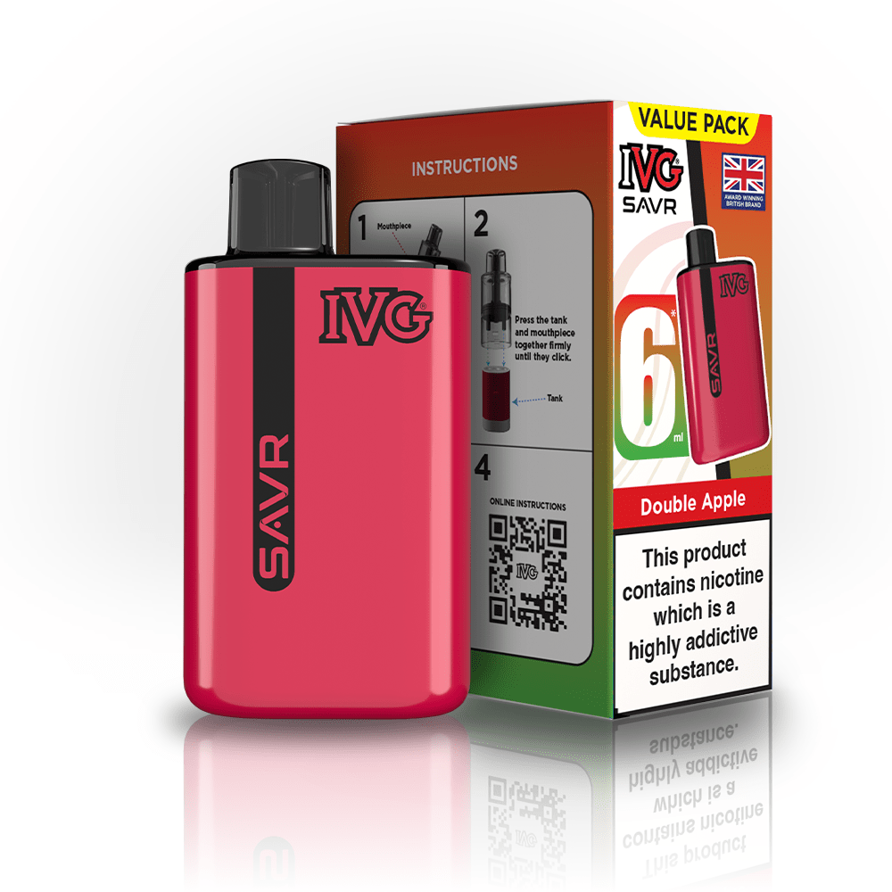 IVG SAVR 3000 Puff Prefilled Vape Kit Box of 5, Double Apple Flavor