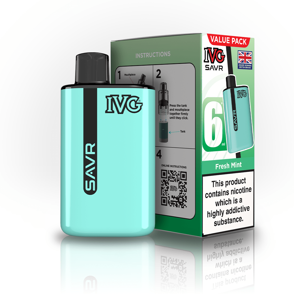 IVG SAVR 3000 Puff Prefilled Vape Kit Box of 5, Fresh MInt Flavor
