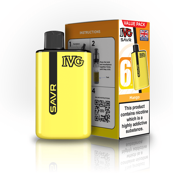 IVG SAVR 3000 Puff Prefilled Vape Kit Box of 5, Mango Flavor