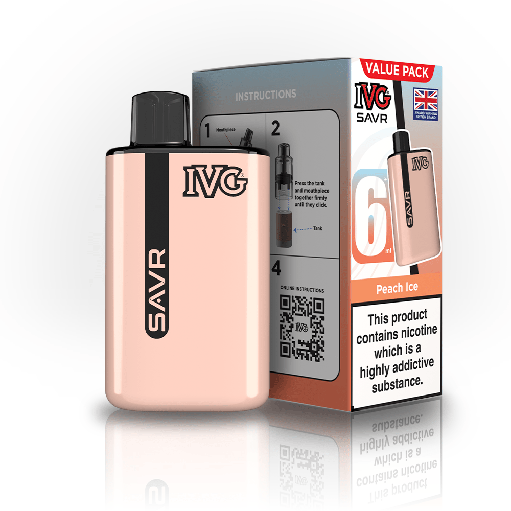 IVG SAVR 3000 Puff Prefilled Vape Kit Box of 5, peach Ice Flavor