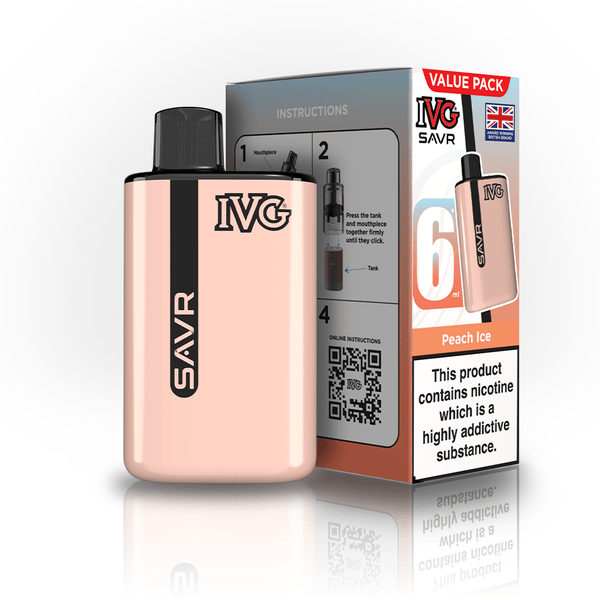 IVG SAVR 3000 Puff Prefilled Vape Kit Box of 5, peach Ice Flavor