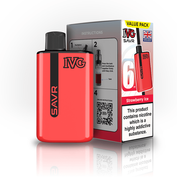 IVG SAVR 3000 Puff Prefilled Vape Kit Box of 5, Strawberry Ice Flavor