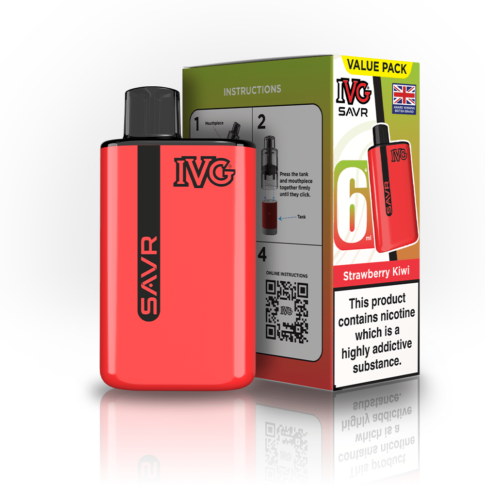 IVG SAVR 3000 Puff Prefilled Vape Kit Box of 5, Strawberry Kiwi Flavor