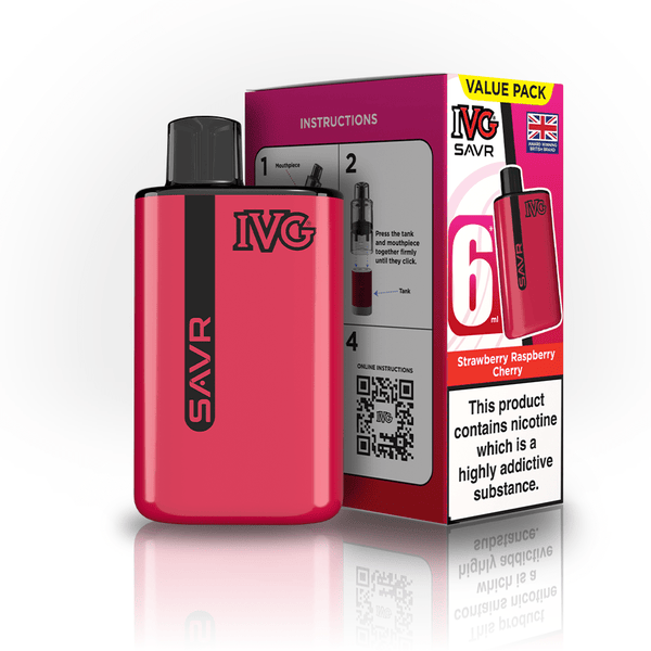 IVG SAVR 3000 Puff Prefilled Vape Kit Box of 5, Strawberry Raspberry Cherry Flavor