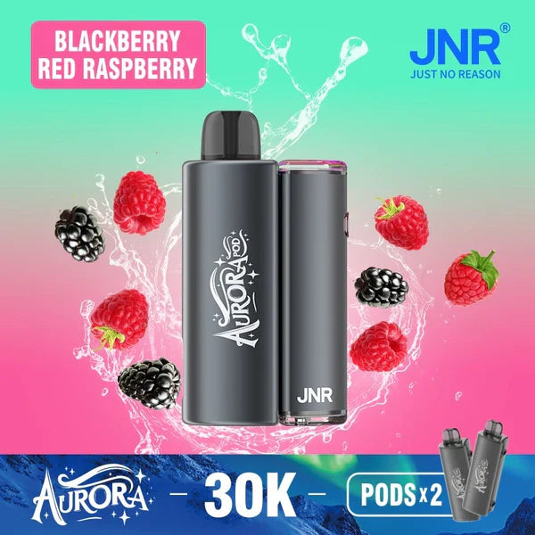 JNR Aurora 30K Puffs Prefilled Pod Vape Kit Box of 5, Blackberry Red Raspberry Flavor