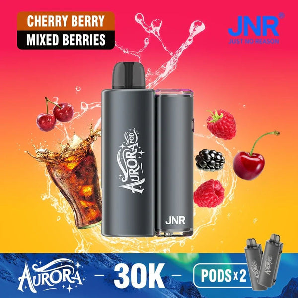 JNR Aurora 30K Puffs Prefilled Pod Vape Kit Box of 5, Cherry Berry Flavor