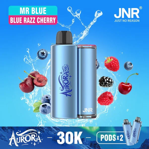 JNR Aurora 30K Puffs Prefilled Pod Vape Kit Box of 5, Mr Blue Flavor