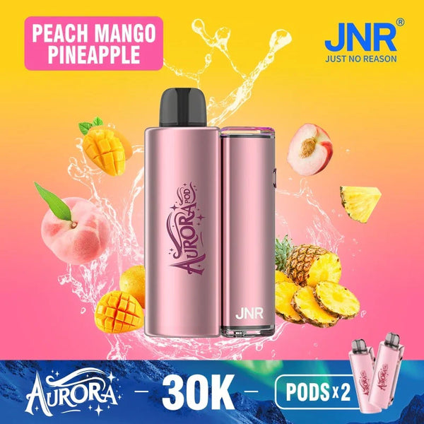 JNR Aurora 30K Puffs Prefilled Pod Vape Kit Box of 5, Peach Mango Pineapple Flavor