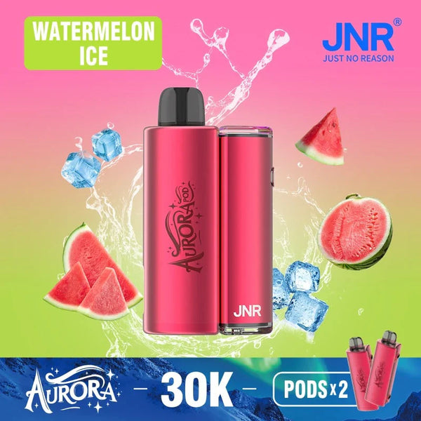JNR Aurora 30K Puffs Prefilled Pod Vape Kit Box of 5, Watermelon Ice Flavor