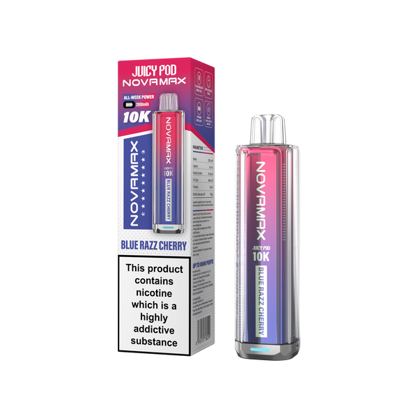 Juicy Pod Novamax 10K Prefilled Vape Kit – Blue Razz Cherry Flavor at UK Vaper