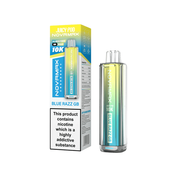 Juicy Pod Novamax 10K Prefilled Vape Kit – Blue Razz GB Flavor at UK Vaper