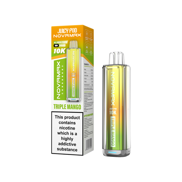 Juicy Pod Novamax 10K Prefilled Vape Kit – Triple Mango Flavor at UK Vaper