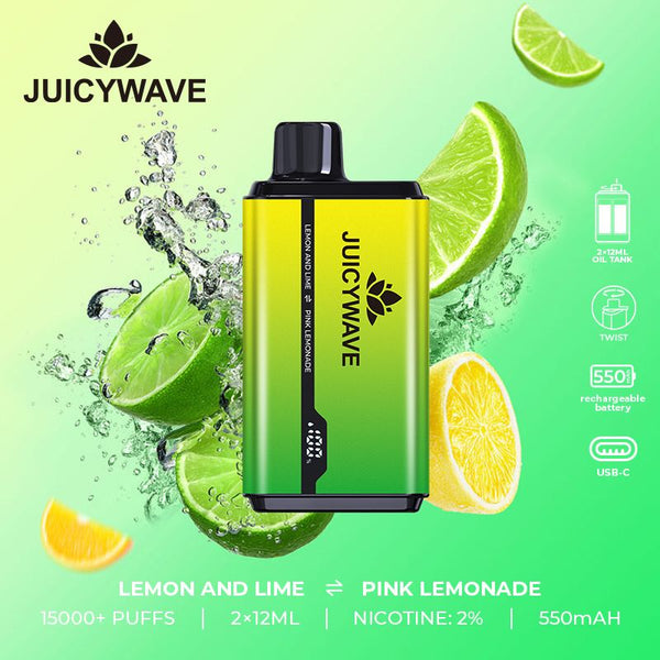 Juicy wave 15000 Puff Prefilled Vape Pod Device 20 MG, Lemon Lime Flavor