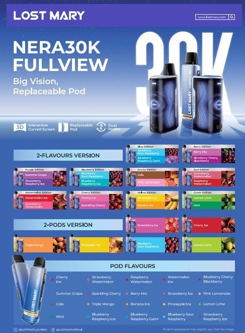 Lost Mary Nera 30K Puffs Pre Filled Vape Kit Device, Berry Edition