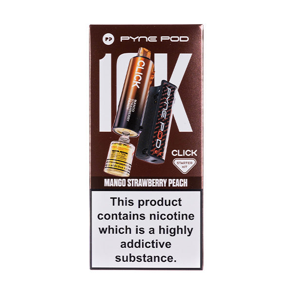 Pyne Pod Click 10000 Puffs Prefilled Pod Kit, Mango Strawberry Peach Flavor