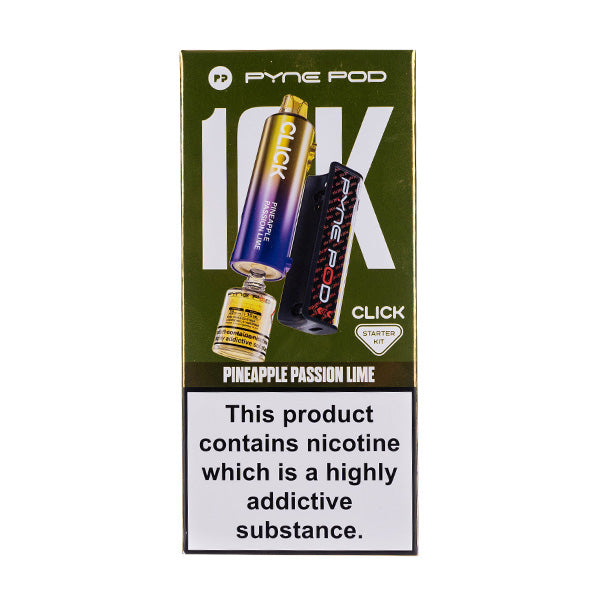 Pyne Pod Click 10000 Puffs Prefilled Pod Kit, Pineapple Passion Lime Flavor