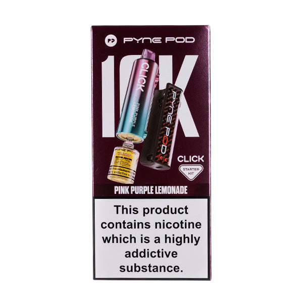 Pyne Pod Click 10000 Puffs Prefilled Pod Kit, Pink Purple Lemonade Flavor