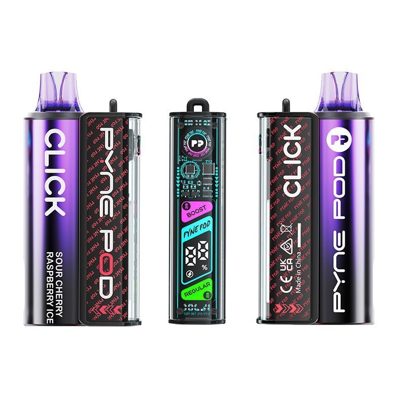 Pyne Pod Click 10K Starter Kit Box of 5, Sour Cherry Raspberry Ice Flavor