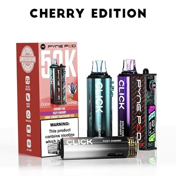 Pyne Pod Click 50000 Puffs Prefilled Vape Pod Kit, Cherry Edition