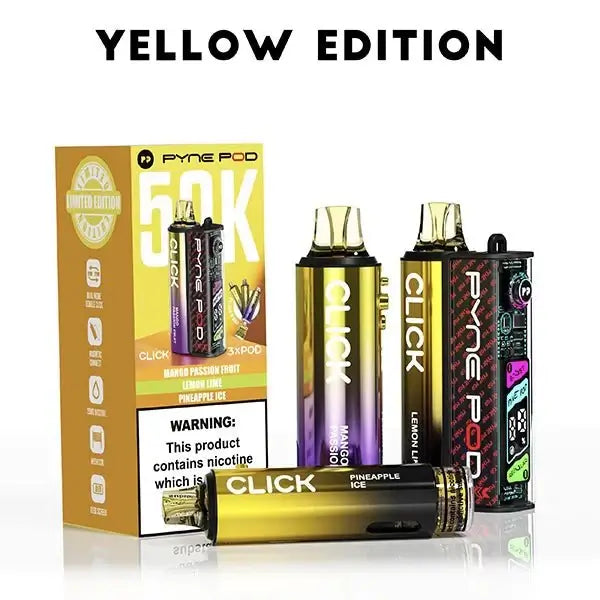 Pyne Pod Click 50000 Puffs Prefilled Vape Pod Kit, Yellow Edition