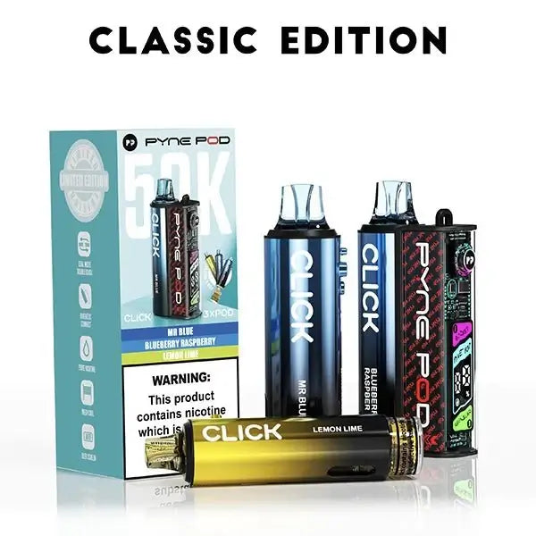 Pyne Pod Click 50K Puffs Prefilled Vape Kit Box of 5, Classic Edition Flavor