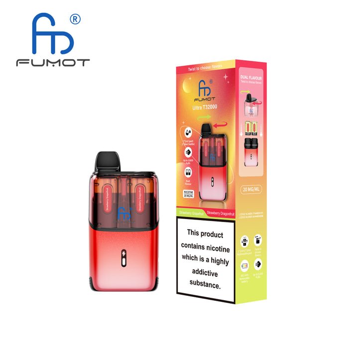 RandM Fumot T32000 Ultra Prefilled Pod Kit Box of 5, Strawberry Grape Fruit Flavor