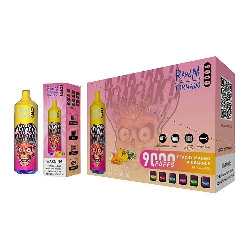 Randm Tornado 9000 Prefilled Vape Pod Device, Peach Mango Pineapple Flavor