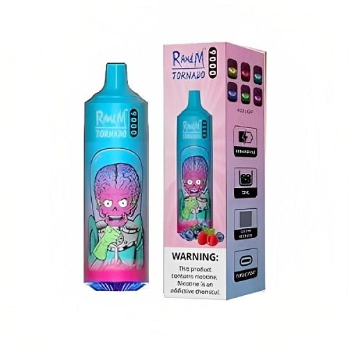 R&M Tornado 9000 Prefilled Vape Pod Device Box of 10, Blueberry Raspberry Flavor