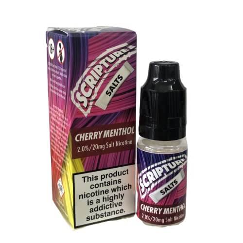 Scripture Nic Salt 10ml E Liquid Pack of 10, Cherry Menthol Flavor