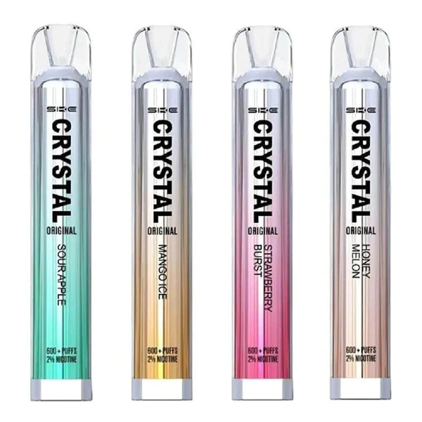 SKE Crystal Bar Prefilled Vape Kit 600 puffs Pack of 10, Honey Melon, Strawberry Burst, Mango Ice, Sour Apple, Flavor