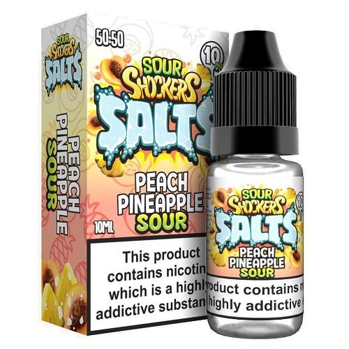 Sour Shockers 10ml E Liquid, Pack of 5, Peach Pineapple Sour Flavor
