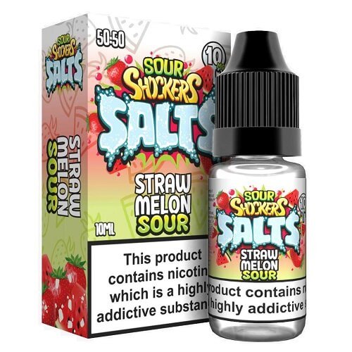 Sour Shockers 10ml E Liquid, Pack of 5, Straw Melon Sour Flavor