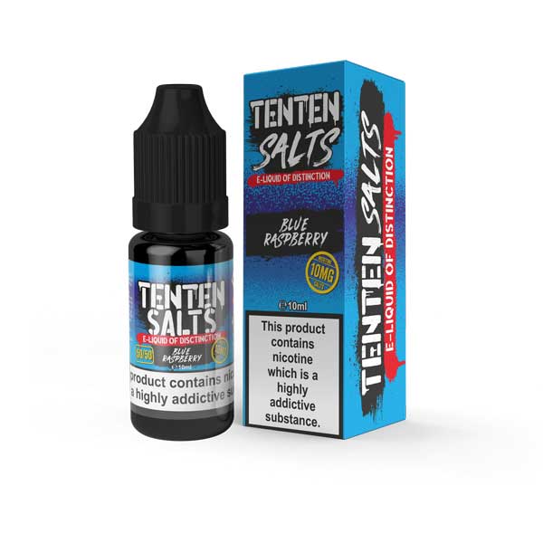 Tenten 10ml Nic Salt E Liquid, Pack of 10 Blue Raspberry Flavor