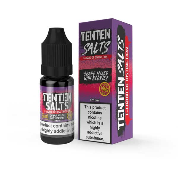 Tenten 10ml Nic Salt E Liquid, Pack of 10 Grape Mixed With Berries Flavor