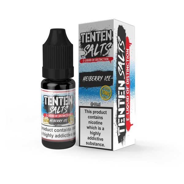 Tenten 10ml Nic Salt E Liquid, Pack of 10 Heiberry Ice Flavor