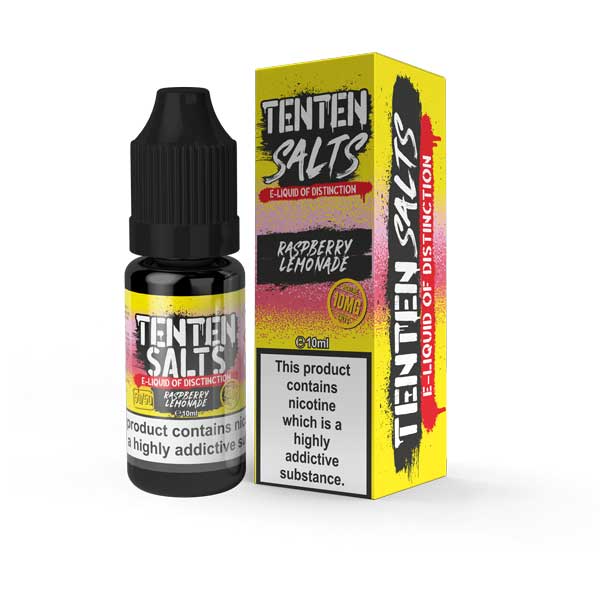 Tenten 10ml Nic Salt E Liquid, Pack of 10 Raspberry Lemonade Flavor