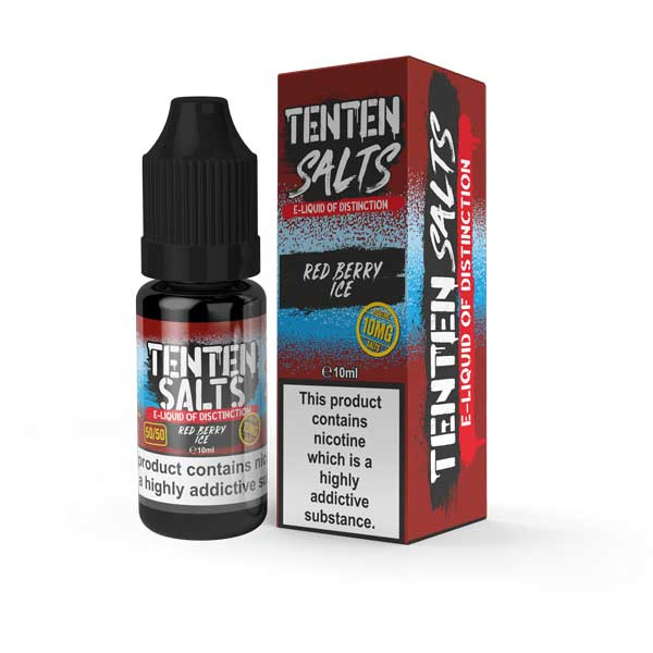 Tenten 10ml Nic Salt E Liquid, Pack of 10 Red Berry Ice Flavor