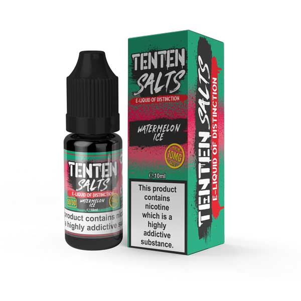 Tenten 10ml Nic Salt E Liquid, Pack of 10 Watermelon ice Flavor