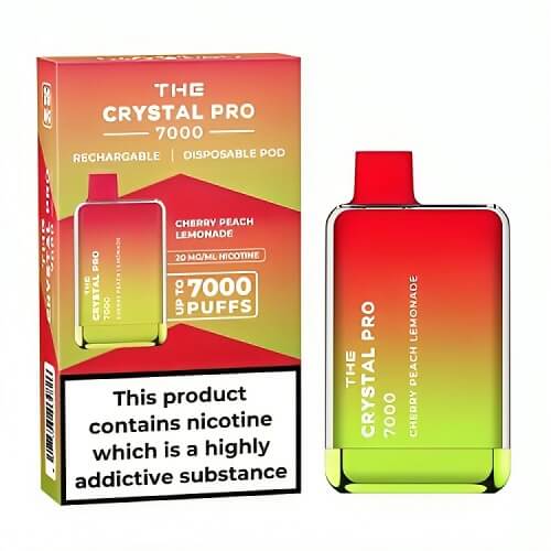 The Crystal Pro 7000 Puffs Prefilled Vape Pod Device, Cherry Peach Lemonade Flavor