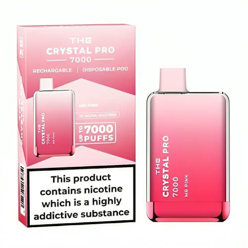 The Crystal Pro 7000 Puffs Prefilled Vape Pod Device, Mr Pink Flavor