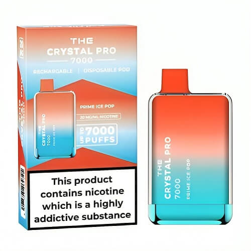 The Crystal Pro 7000 Puffs Prefilled Vape Pod Device, Prime Ice Pop Flavor